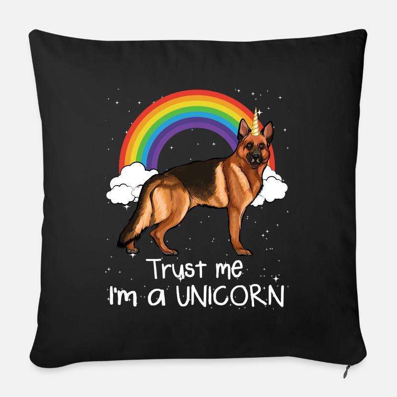 Regenbogen Deutscher Schäferhund Vertrauen Sie mir ich bin ein Einhorn Hund - Sofakissenbezug 45 x 45 cm - Schwarz