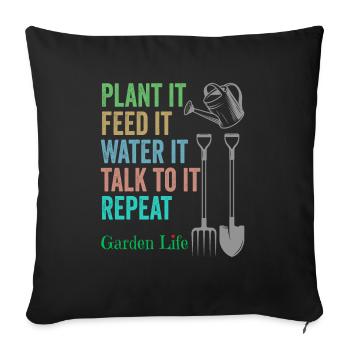 Jardinage Vie de jardin - Housse de coussin décorative 45 x 45 cm - noir - Devant