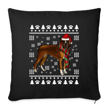 Boxer Dog Santa Hat Noël Laid Noël - Housse de coussin décorative 45 x 45 cm - noir - Devant