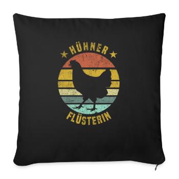 Hühnerflüsterin - Chicken Design - Sofakissenbezug 45 x 45 cm - Schwarz - Vorne