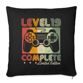 19th Birthday 19 Years Saying Gamer Gift - Sofa pillowcase 17,3'' x 17,3'' (45 x 45 cm) - black - Front