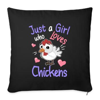 Juste une fille qui aime les chickens - Housse de coussin décorative 45 x 45 cm - noir - Devant