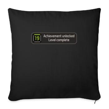 Achievement unlocked - Niveau 19 complete - Naissance - Housse de coussin décorative 45 x 45 cm - noir - Devant