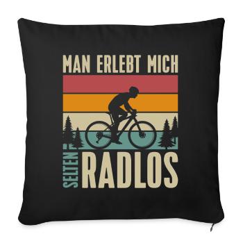 Man erlebt mich selten Radlos - Sofakissenbezug 45 x 45 cm - Schwarz - Vorne