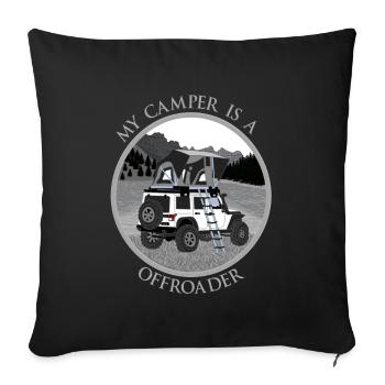 My camper is a offroader, Rocky Mountains, gray - Housse de coussin décorative 45 x 45 cm - noir - Devant
