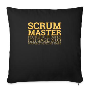 "Scrum Master Discuss | " Scrum Master"" - Sofa pillowcase 17,3'' x 17,3'' (45 x 45 cm) - black - Front