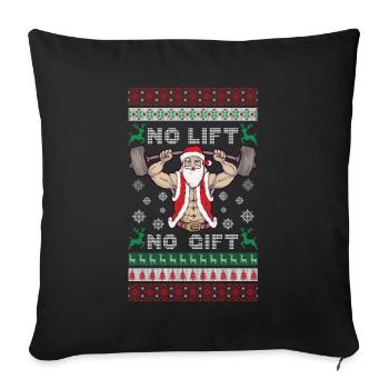No Lift No Gift Gym Pull de Noël moche - Housse de coussin décorative 45 x 45 cm - noir - Devant