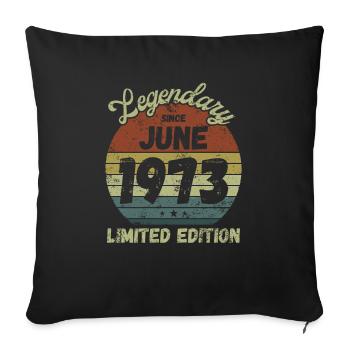 Légendaire depuis juin 1973 - Anniversaire - Housse de coussin décorative 45 x 45 cm - noir - Devant