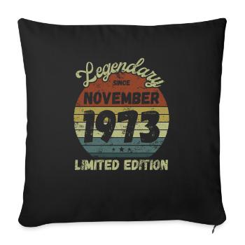 Legendary since November 1973 - Geburtstag - Sofakissenbezug 45 x 45 cm - Schwarz - Vorne