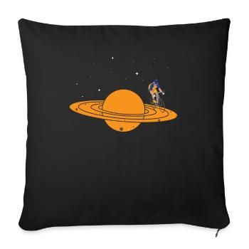 Biking on Saturn Bike Cycling Astrology - Sofa pillowcase 17,3'' x 17,3'' (45 x 45 cm) - black - Front