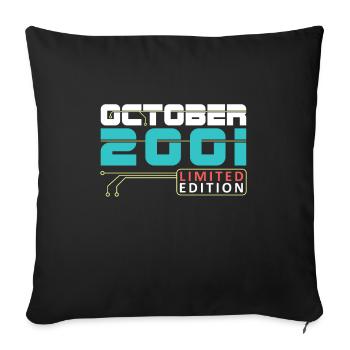 Octobre 2001 - Anniversaire en octobre - Housse de coussin décorative 45 x 45 cm - noir - Devant