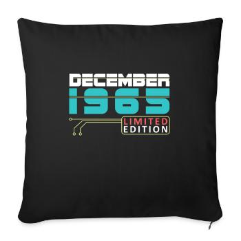 Décembre 1965 - Anniversaire en décembre - Housse de coussin décorative 45 x 45 cm - noir - Devant