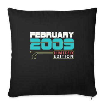 Février 2009 - Anniversaire en février - Housse de coussin décorative 45 x 45 cm - noir - Devant