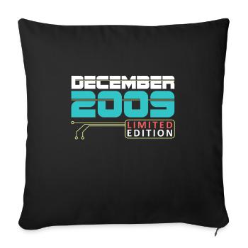 Décembre 2009 - Anniversaire en décembre - Housse de coussin décorative 45 x 45 cm - noir - Devant
