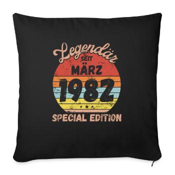 März 1982 - Geburtstag im März - Sofakissenbezug 45 x 45 cm - Schwarz - Vorne