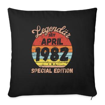 April 1982 - Geburtstag im April - Sofakissenbezug 45 x 45 cm - Schwarz - Vorne