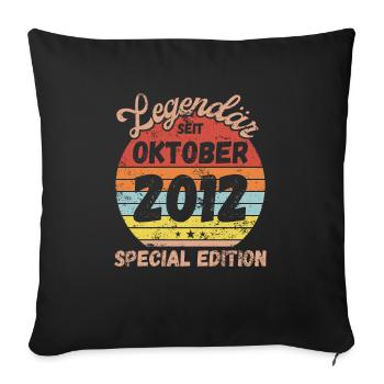 Oktober 2012 - Geburtstag im Oktober - Sofakissenbezug 45 x 45 cm - Schwarz - Vorne