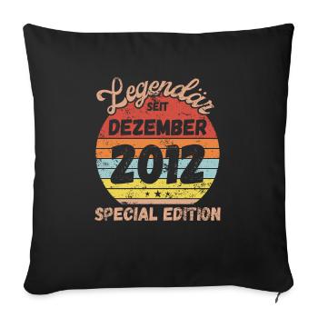 Dezember 2012 - Geburtstag im Dezember - Sofakissenbezug 45 x 45 cm - Schwarz - Vorne