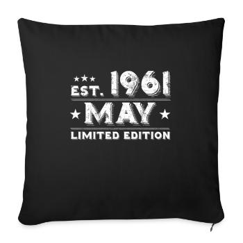 May 1961 - Birthday in May - Sofa pillowcase 17,3'' x 17,3'' (45 x 45 cm) - black - Front