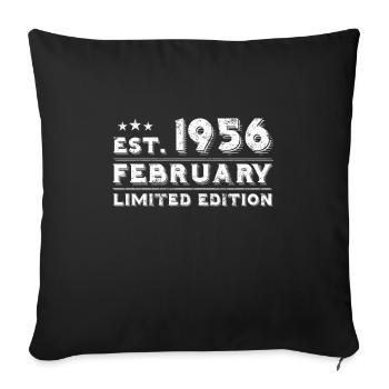 Février 1956 - Anniversaire en février - Housse de coussin décorative 45 x 45 cm - noir - Devant