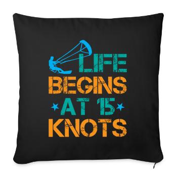 La vie commence à 15 nœuds - Kitesurf - Housse de coussin décorative 45 x 45 cm - noir - Devant