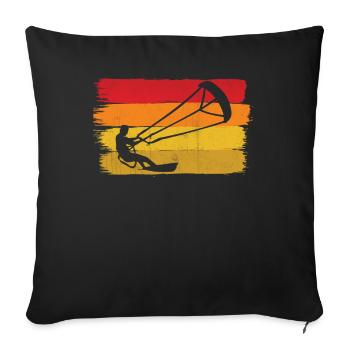 Kitesurf Kite Planche à voile Kitesurf Kiteboard - Housse de coussin décorative 45 x 45 cm - noir - Devant