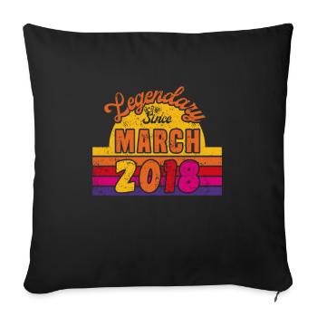March 2018 - Birthday in March - Sofa pillowcase 17,3'' x 17,3'' (45 x 45 cm) - black - Front