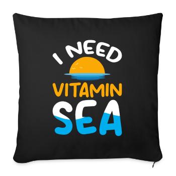 I Need Vitamin Sea - Ocean Sea Animal Turtle - Sofa pillowcase 17,3'' x 17,3'' (45 x 45 cm) - black - Front