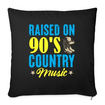 Raised On 90's Country Music Cowboy - Sofa pillowcase 17,3'' x 17,3'' (45 x 45 cm) - black - Front