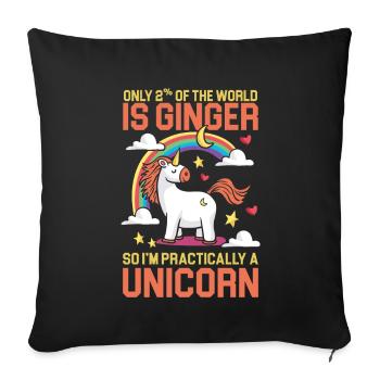 Unicorn Ginger Redhead Red Orange Haired Irish - Sofa pillowcase 17,3'' x 17,3'' (45 x 45 cm) - black - Front