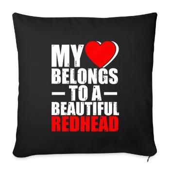 Heart Belongs To Redhead Girlfriend Boyfriend - Sofa pillowcase 17,3'' x 17,3'' (45 x 45 cm) - black - Front