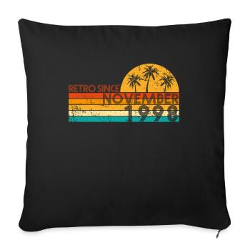 Rétro depuis mars 1998 - Anniversaire en mars - Housse de coussin décorative 45 x 45 cm - noir - Devant