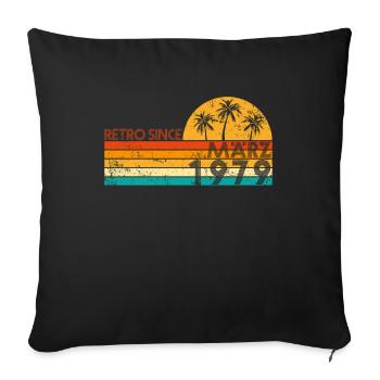 Rétro depuis mars 1979 - Anniversaire en mars - Housse de coussin décorative 45 x 45 cm - noir - Devant