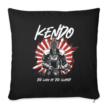 Kendo Fighter Japanese Samurai Warrior Katana - Sofa pillowcase 17,3'' x 17,3'' (45 x 45 cm) - black - Front