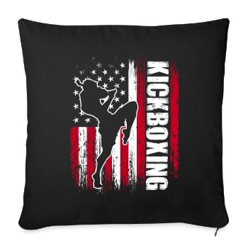 US American Flag Kickboxing Fighter Kickboxer - Sofa pillowcase 17,3'' x 17,3'' (45 x 45 cm) - black - Front
