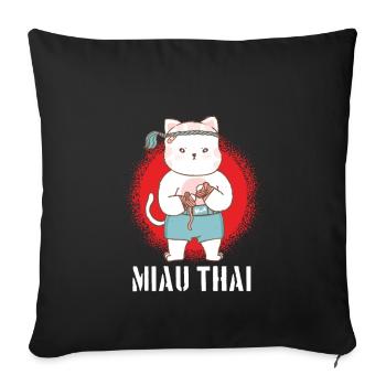 Muay Thai Cat Thailand Boxing MMA Martial Arts - Sofa pillowcase 17,3'' x 17,3'' (45 x 45 cm) - black - Front