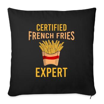 Expert certifié en Français frites - Amateurs de restauration rapide - Housse de coussin décorative 45 x 45 cm - noir - Devant