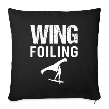 Wing Foiling Hydrofoil Surfer - Sofakissenbezug 45 x 45 cm - Schwarz - Vorne
