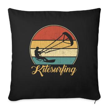 Kitesurfing Kite Surfing Kiteboard Windsurfing - Sofa pillowcase 17,3'' x 17,3'' (45 x 45 cm) - black - Front