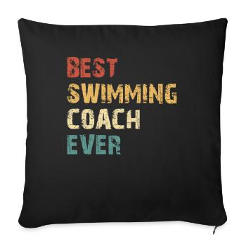 Meilleur entraîneur de natation de tous les temps - Professeur de piscine de sports nautiques - Housse de coussin décorative 45 x 45 cm - noir - Devant
