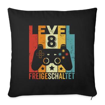 Level 8 Freigeschaltet 8 Geburtstag Junge Mädchen - Sofakissenbezug 45 x 45 cm - Schwarz - Vorne
