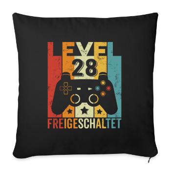 Level 28 Freigeschaltet Geburtstag Mann Frau Gamer - Sofakissenbezug 45 x 45 cm - Schwarz - Vorne