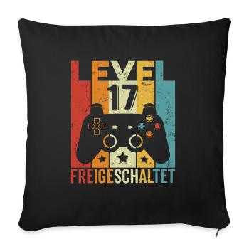 Level 17 Freigeschaltet Geburtstag Junge Mädchen - Sofakissenbezug 45 x 45 cm - Schwarz - Vorne