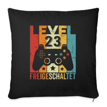 Level 23 Freigeschaltet Geburtstag Mann Frau Gamer - Sofakissenbezug 45 x 45 cm - Schwarz - Vorne
