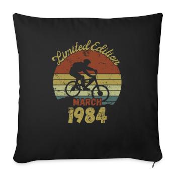 Birthday Bicycle Bike March 1984 - Sofa pillowcase 17,3'' x 17,3'' (45 x 45 cm) - black - Front