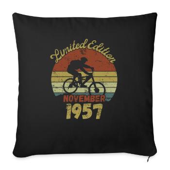 Birthday Bicycle Bike Novermber 1957 - Sofa pillowcase 17,3'' x 17,3'' (45 x 45 cm) - black - Front