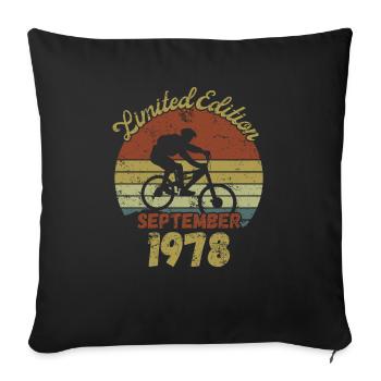 Anniversaire Vélo Vélo Septembre 1978 - Housse de coussin décorative 45 x 45 cm - noir - Devant
