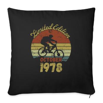 Anniversaire Vélo Vélo Octobre 1978 - Housse de coussin décorative 45 x 45 cm - noir - Devant