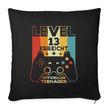 Level 13 Offizieller Teenager 13 Geburtstag - Sofakissenbezug 45 x 45 cm - Schwarz - Vorne