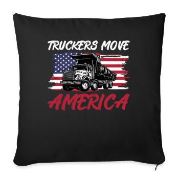 Chauffeur de camion - Truckers Move America - Housse de coussin décorative 45 x 45 cm - noir - Devant